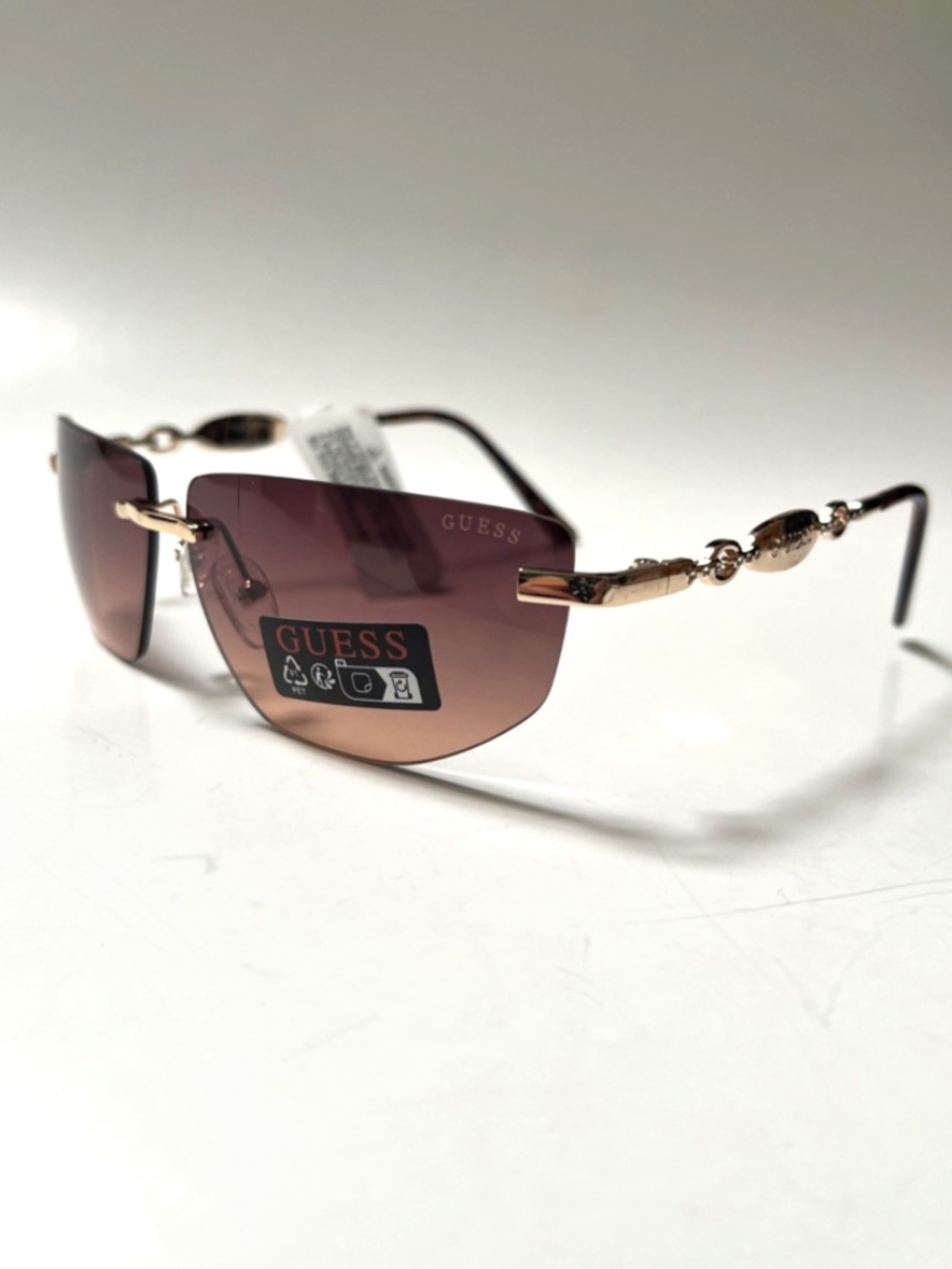 New GUESS Wrap Rimless Slim Sunglasses GO00083 Metal Gold Cat Eye Tortoise